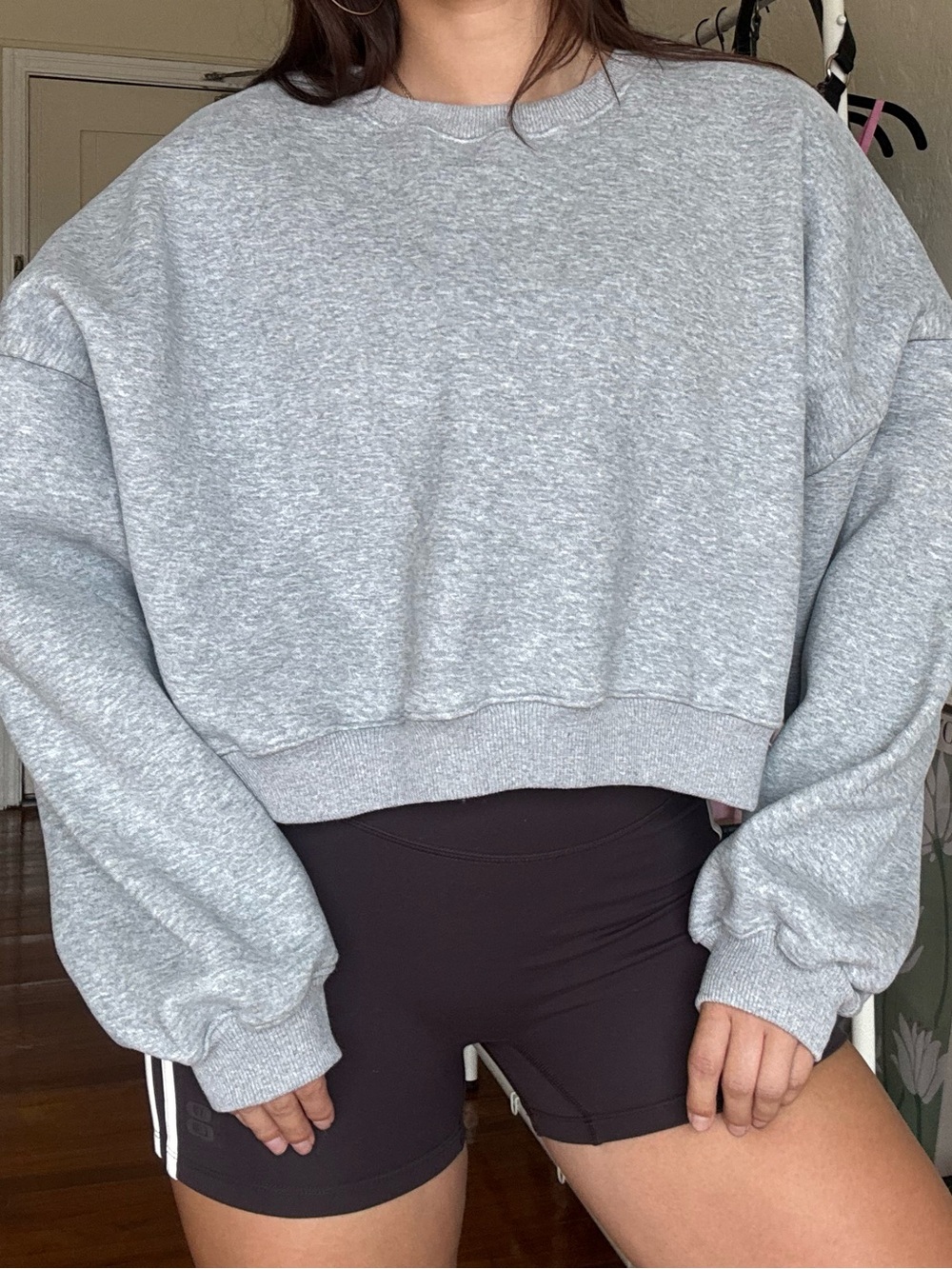 heather grey crewneck fleece sweatshirt